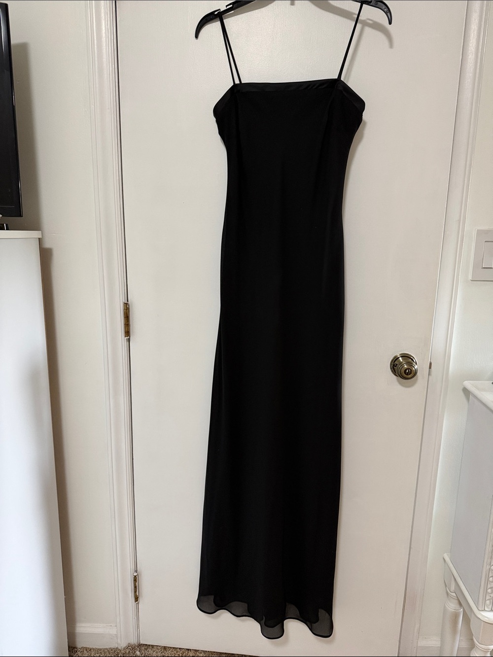 Black Spaghetti-Strap Evening Dress